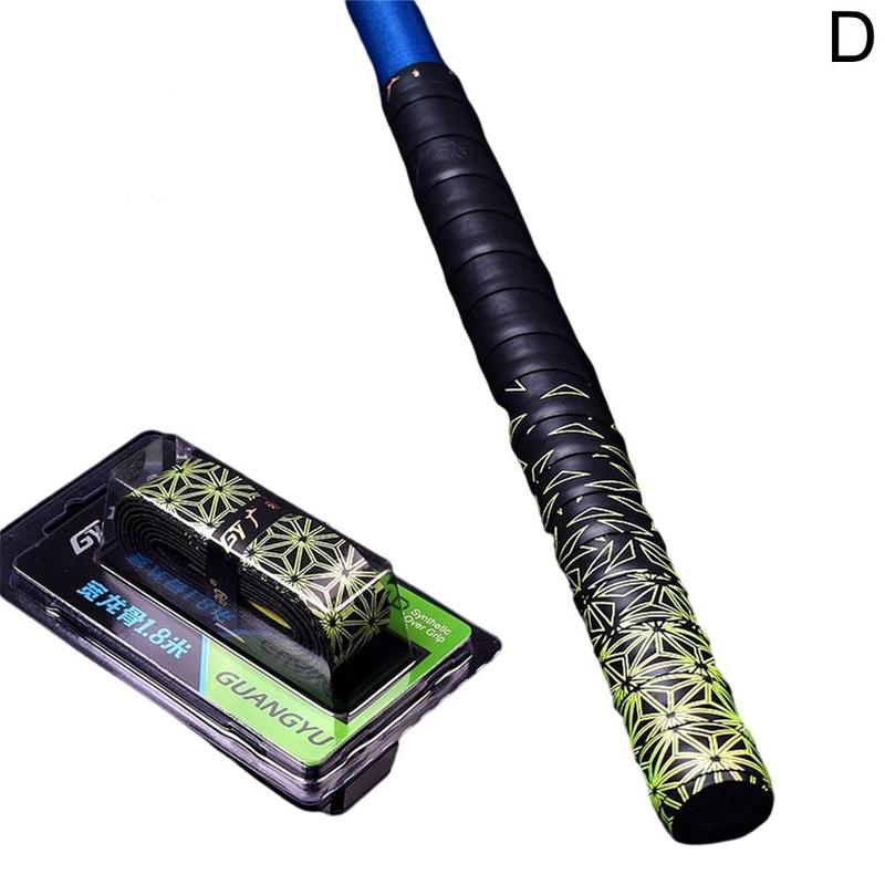 Gradient Colorful Fishing Rod Wrapped with Strap Sweatband Anti-Slip Printed Elastic Sweat Band Badminton Racket Grip Tape: D