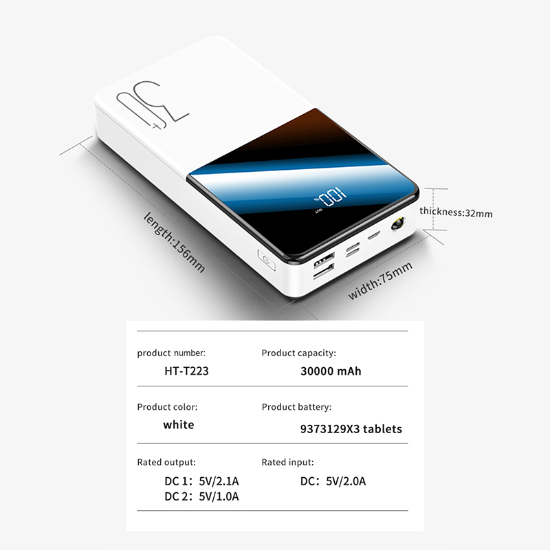 30000mAh Power Bank Tragbare Externe Batterie Mit QC Zwei-weg Schnelle Lade Hohe Kapazität Power Ladegerät Für Telefon