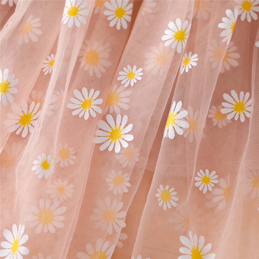 1-6T Baby Meisje Leuke 3-Layer Tutu Rok Romantische Zoete Peuter Daisy Print Elastische Taille Midi tule Prinses Rok Paars Roze