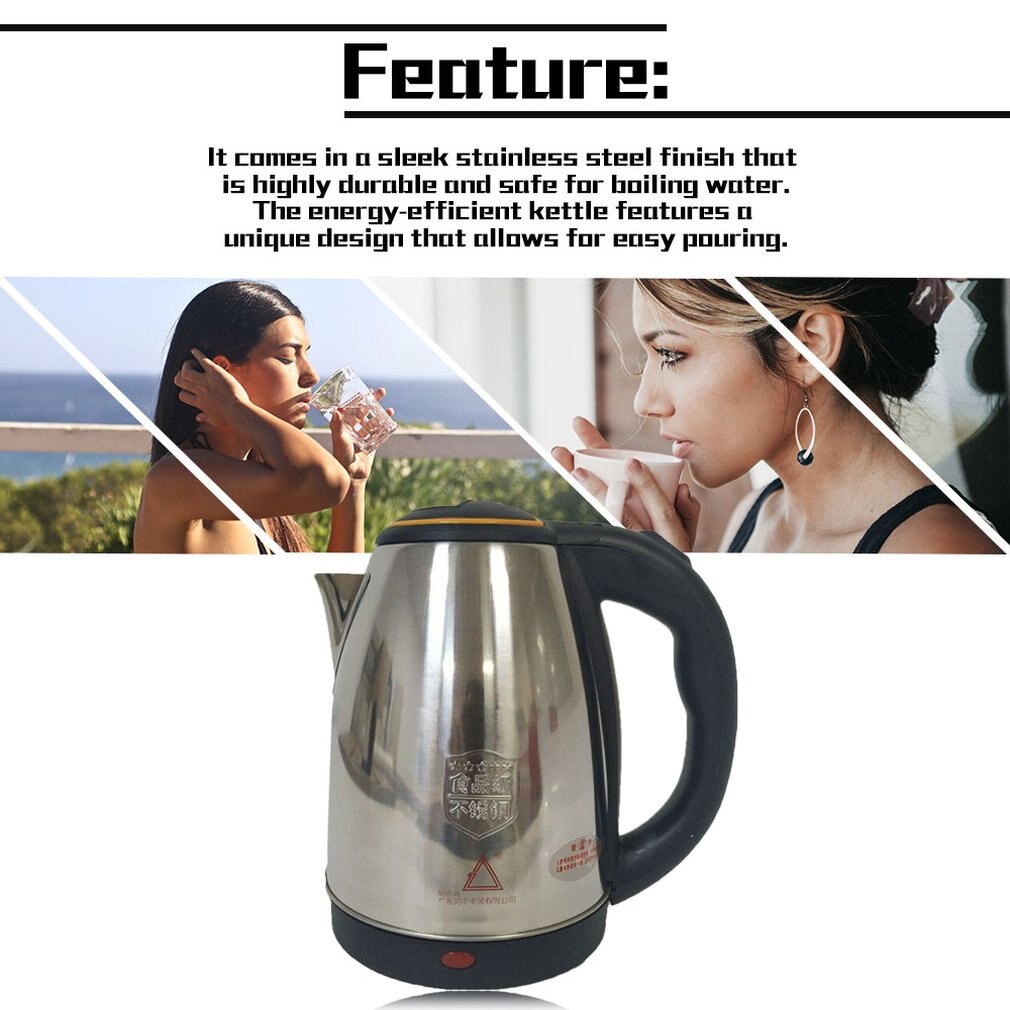 2L 1800W water electric kettle Stainless Steel Electric Kettle Auto-Off Function Water Heating Kettle Electric Teapot Bollitore