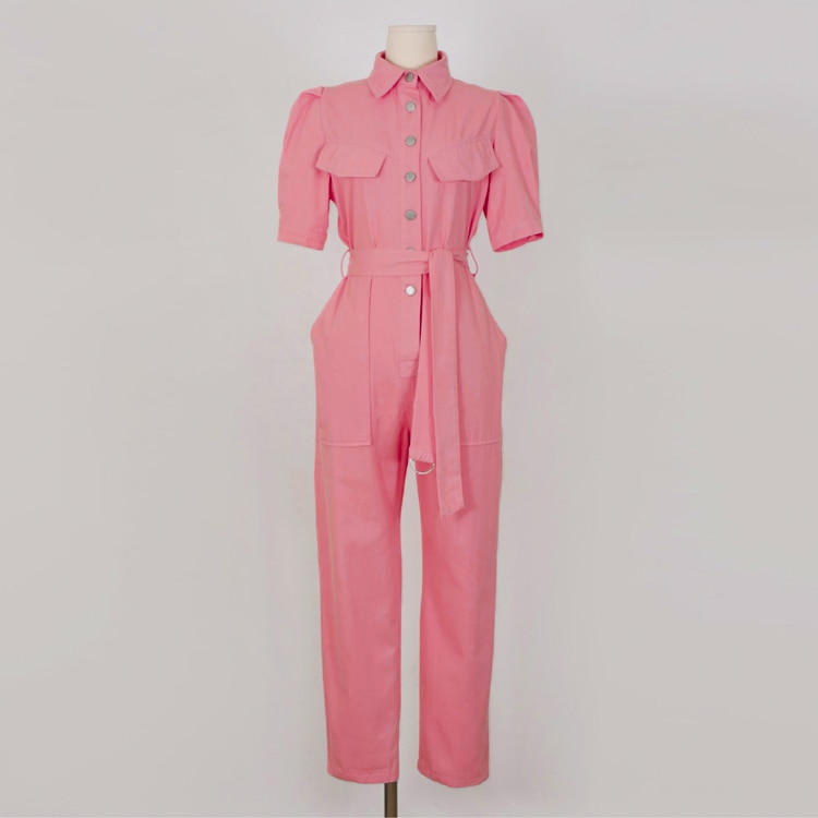 Smthma sommer kortærmede jumpsuits kvinder jumpsuit overalls med høj talje til kvinder pink og hvide lady rompers overalls