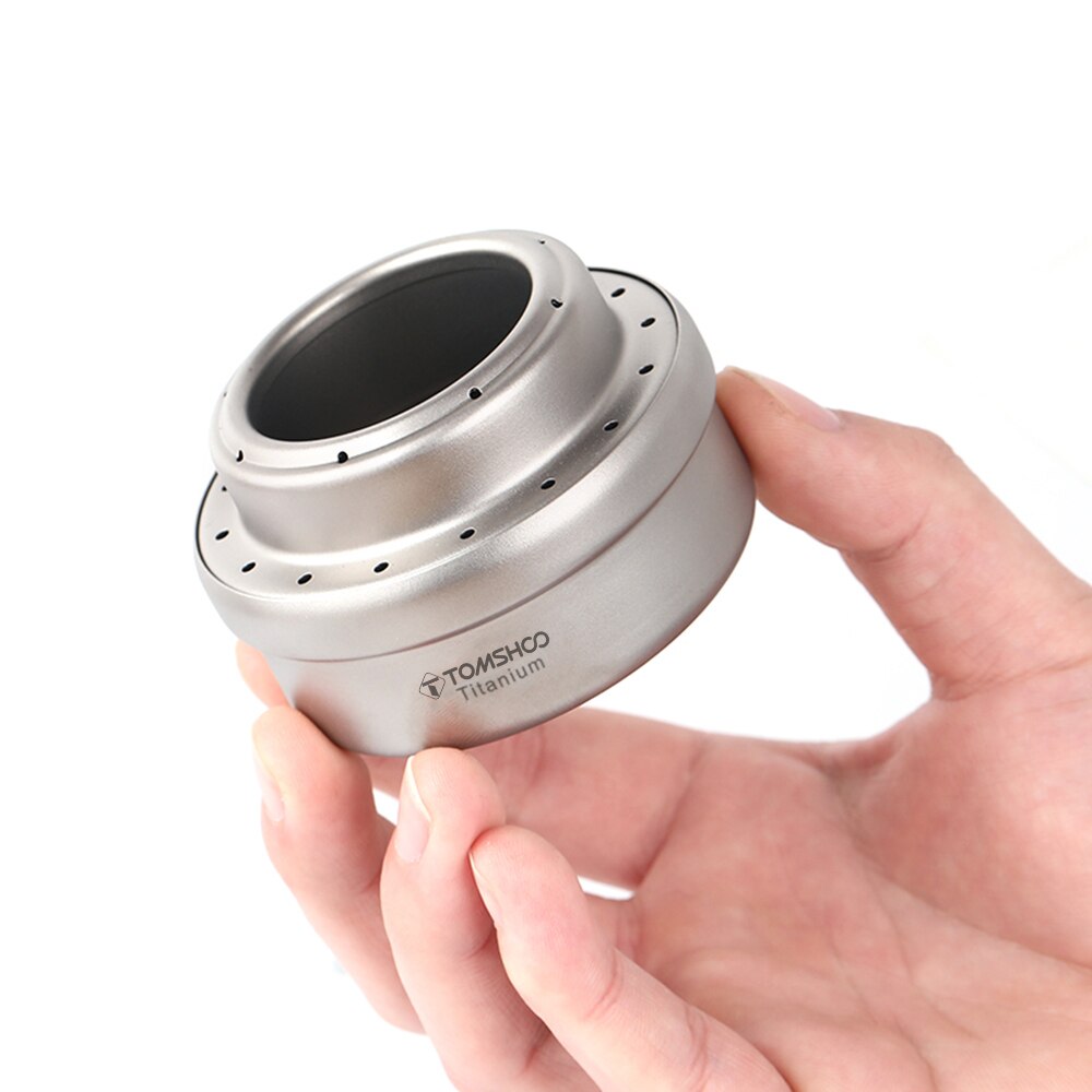 TOMSHOO Portable Mini Titanium Alcohol Stove with Lid Cross Stove Stand Rack Outdoor Camping Backpacking Cooking Alcohol Stove
