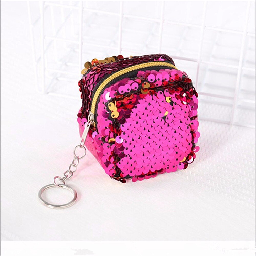 Sequins Mini Wallet Zipper Clutch Pouch Portable Women oin Purses Handbags Card Holder Keys Earphone Bags