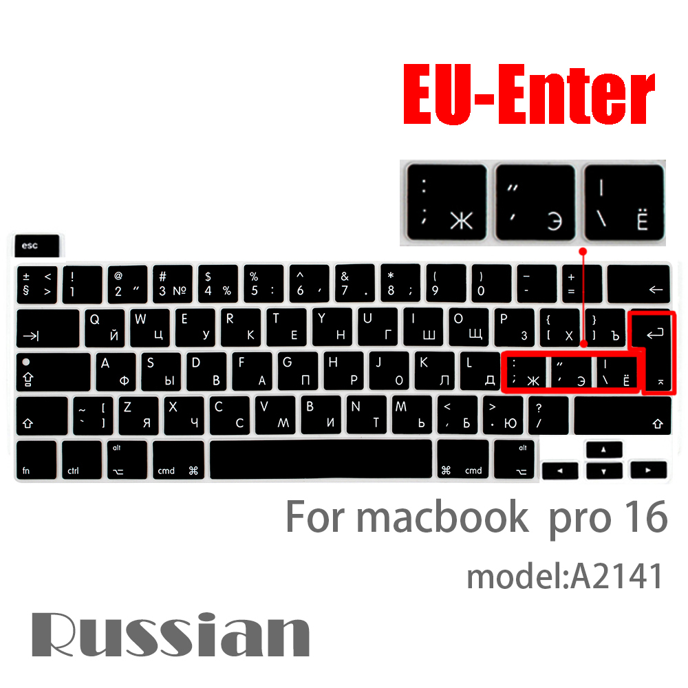 Für macbook Profi 16 tastatur Abdeckung Laptop Schutzhülle Film Profi16 zoll A2141 SILIKON tastatur abdeckung russisch Französisch Spanisch Anzeige