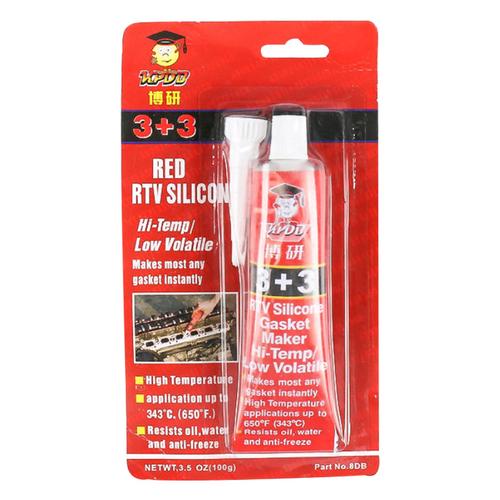 Sealant 3 + 3 High Temperature Silicone Rubber Automotive Non-adhesive Gasket Oil Resistant Waterproof Sealant For Engines: Red