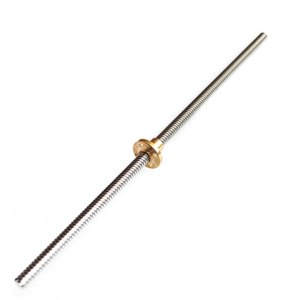 T8 Lead Screw Pitch 2mm Lead 4mm OD 8mm 100mm 150mm 200mm 300 350 400mm 500 600 1000 1200 Mm With Brass Nut For CNC 3D Printer