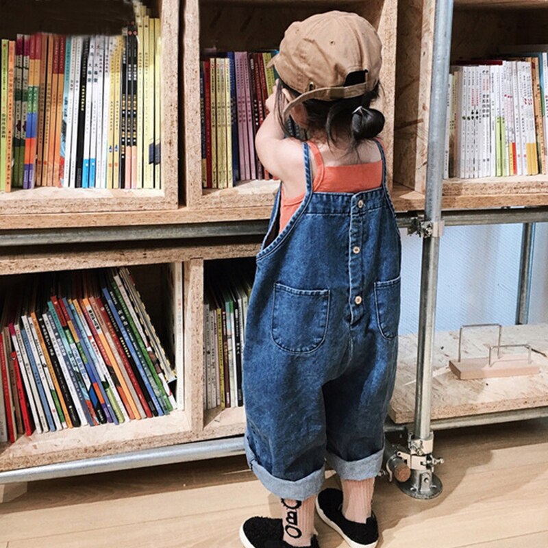 Spring Summer 2022 Kids Clothing Baby Toddler Loose Pants Children Girls Denim Overalls Casual Jeans Children Rompers 2-10Years: Blue02 / 120