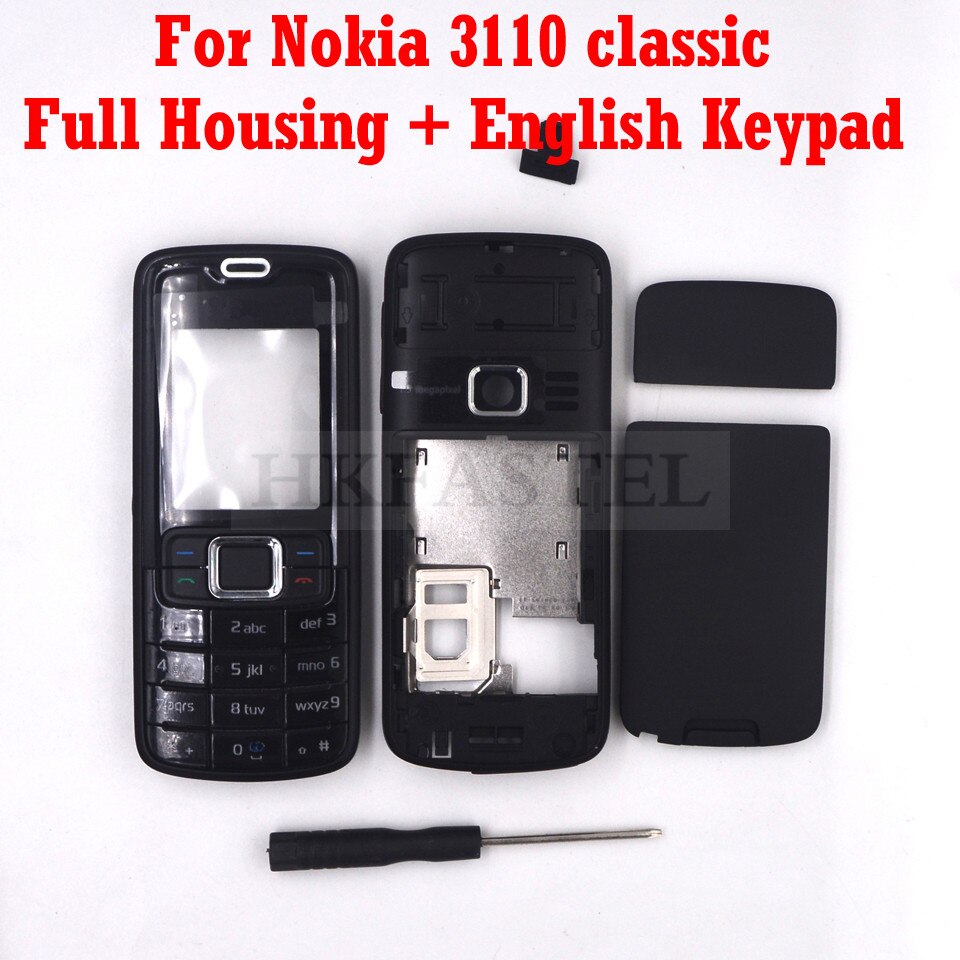 HKFASTEL Cover For Nokia 3110c 3110 Classic 3109c 3109 Mobile Phone Full Housing with Keypad Case Tool