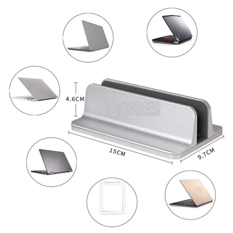 Draagbare Aluminium Bureau Laptop Houder Verticale Verstelbare Laptop Houder Tablet Stand Voor Pro/Air Pc (Grijs)