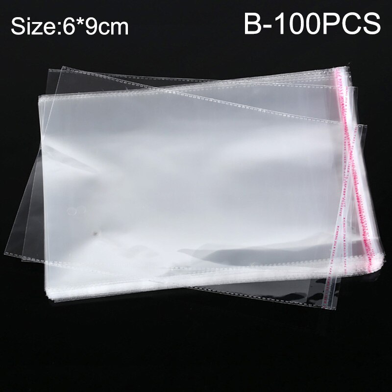 100pcs Transparent Plastic Bags Self Sealing Food Wrap Jewelry Small Bags Home Packaging Storage Kitchen Accessories Pouches: 02
