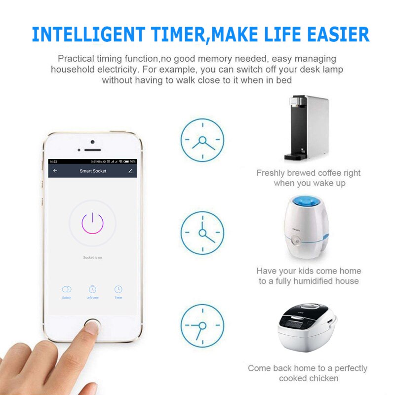 1/2/3PCS WiFi Smart Socket Remote Control Timer Switch Power Socket Outlet US Plug 10A Smart Home