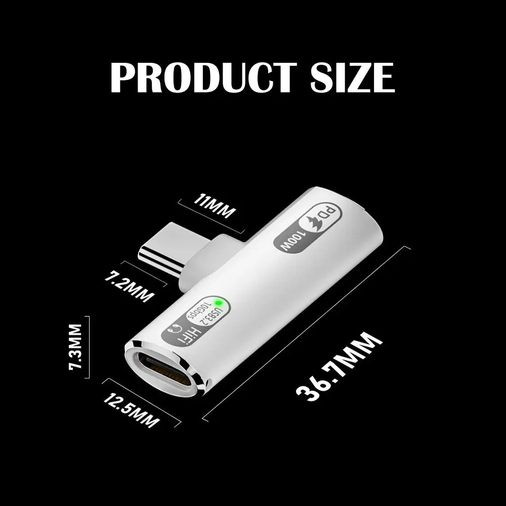 2 in 1 Typ C auf USB-C Kopfhörer Audio Ladegerät Adapter Splitter Konverter Typ-C + PD/QC Laden 100 W 2-in-1 Adapter