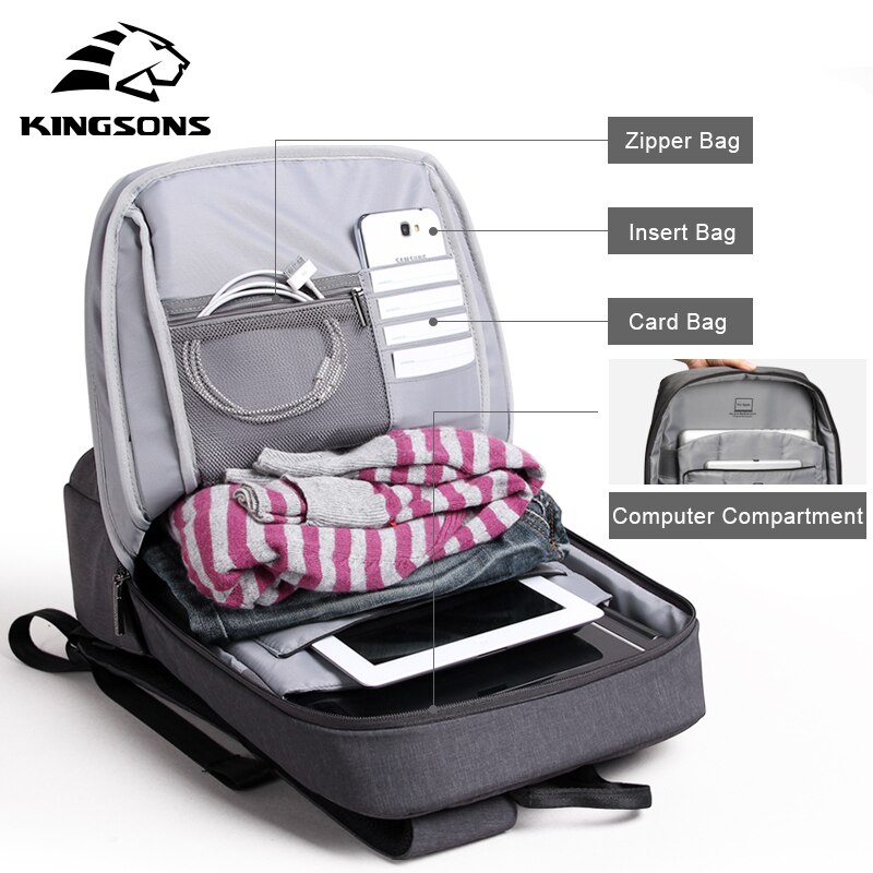 Mochila impermeable Kingsons para hombre, mochila grande para hombre, mochila para portátil de 15,6 pulgadas, mochila de aire a prueba de golpes, mochila de con carga USB