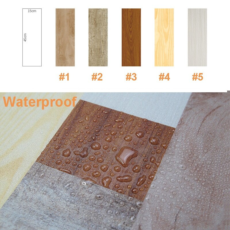 Wood Pattern Floor Stickers Bedroom Living Room Kitchen Waterproof Flooring Tile Sticker