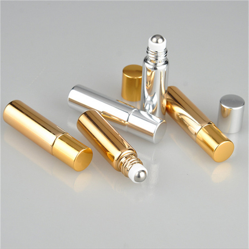5 ML Metalen Roller Hervulbare Fles Etherische Oliën Roll-on Glazen Parfumflesjes Draagbare Mini parfum fles & Reiziger lege Par