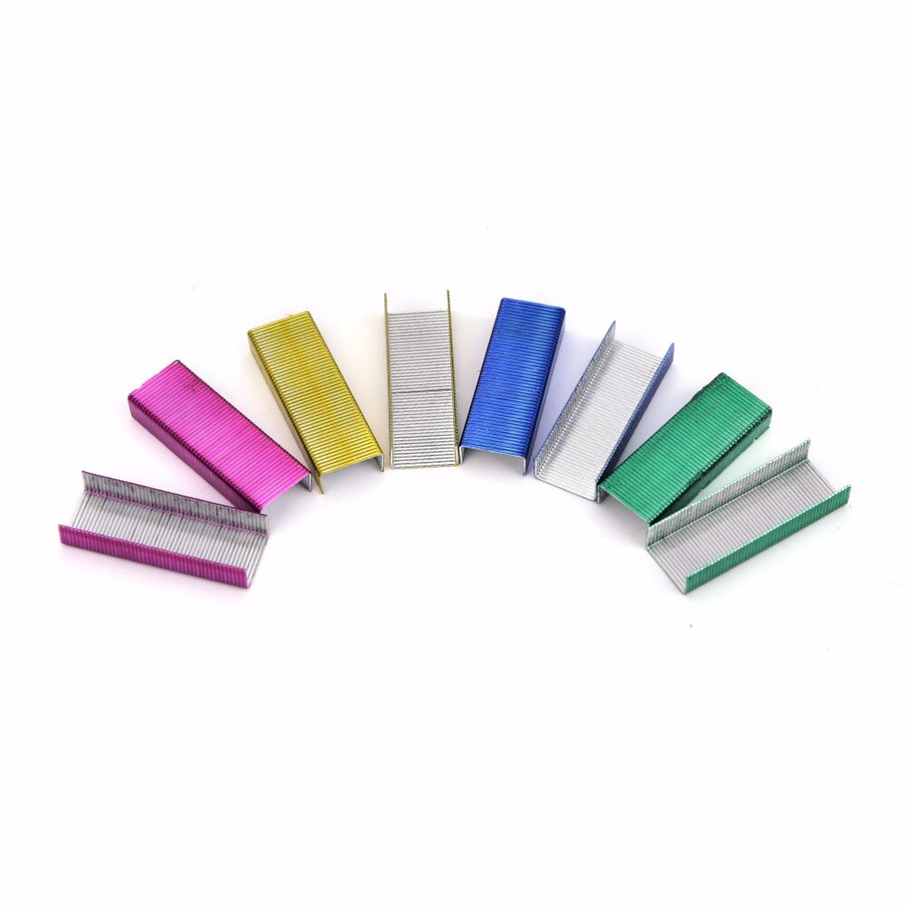 1Pack 10mm Colorful Stainless Steel Staples Office Binding Supplies( Pack of 800 )