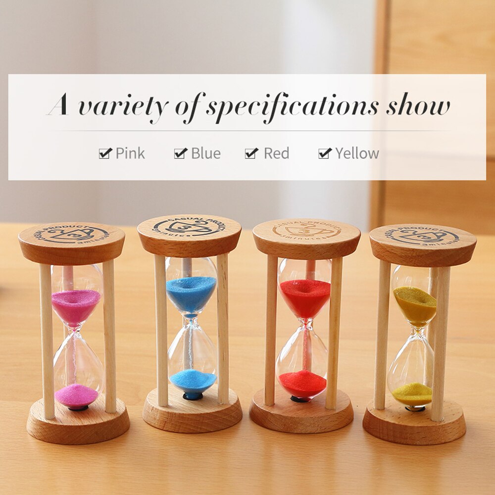 Hourglass Sand Timer 3 Minutes Sand Clock Round Watch Glass Wood Timer