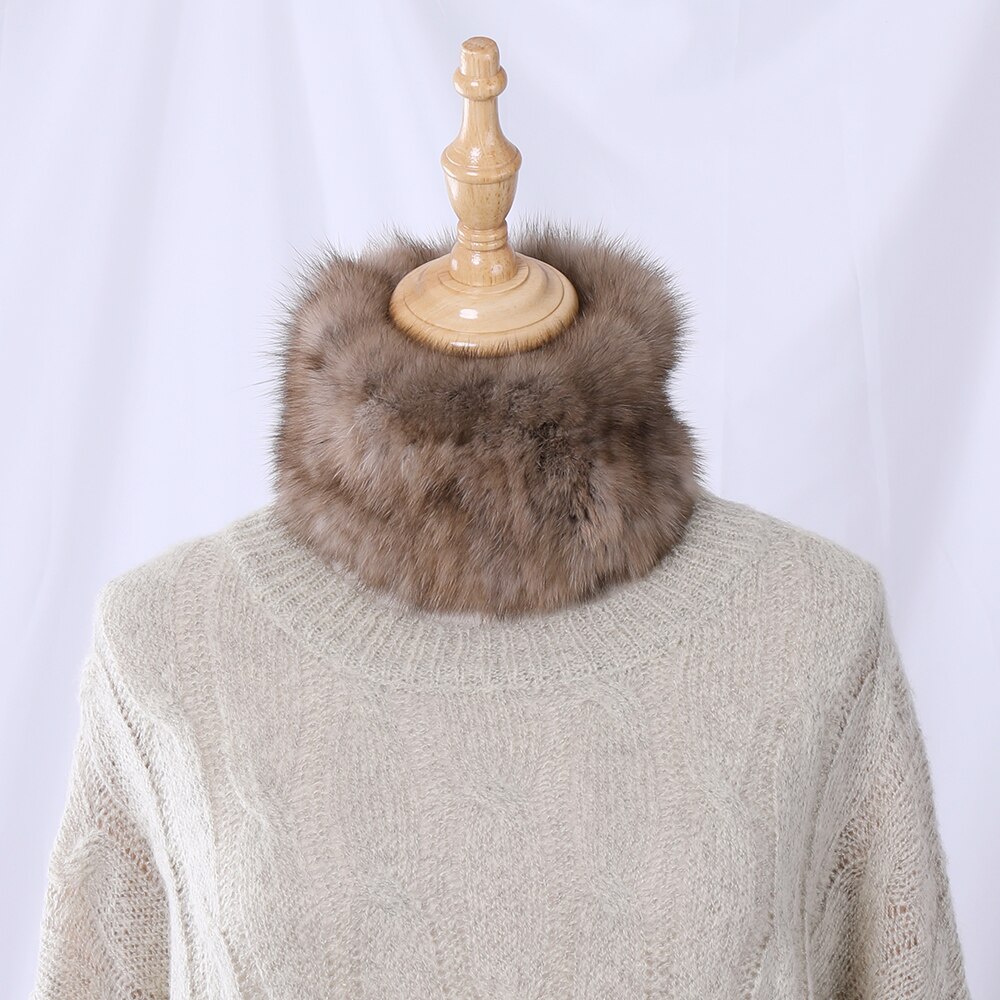 Wysokiej klasy jakości damska 100% prawdziwe sobole futro z dzianiny nieskończoność szalik szalik pani pierścień szaliki Neckwarmer opaski osłona elastyczne