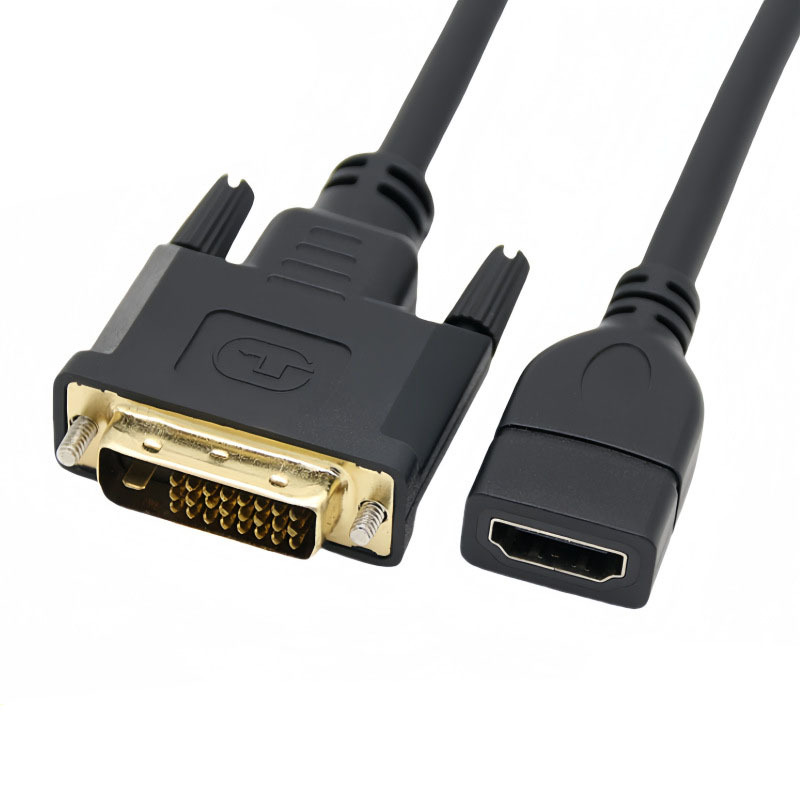 5 stk. dvi-d til vga hdmi-adapter dvi 24+1 25- bens dvi-d til hdmi-hun hd-skærm videokonverteringskabel 30cm til hdtv hd-projektor: Gul