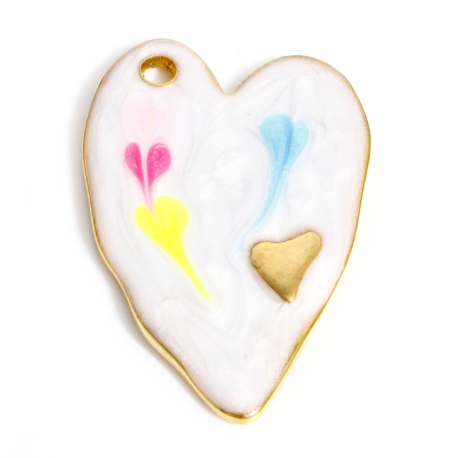 Dijes de corazón de acero inoxidable 304, colgantes de esmalte de mal de ojo religioso para la fabricación de joyas, collar del Día de San Valentín, hallazgos Diy, 1PC: Marrón