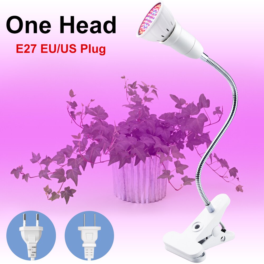 LED Double Head Plant Light Full Spectrum Greenhouse Seedling Fito Lamp 5W 7W 15W 20W Clip-on Indoor LED Growing Lights EU Plug: 1 head and bulb / 200leds 85-265V / EU Plug