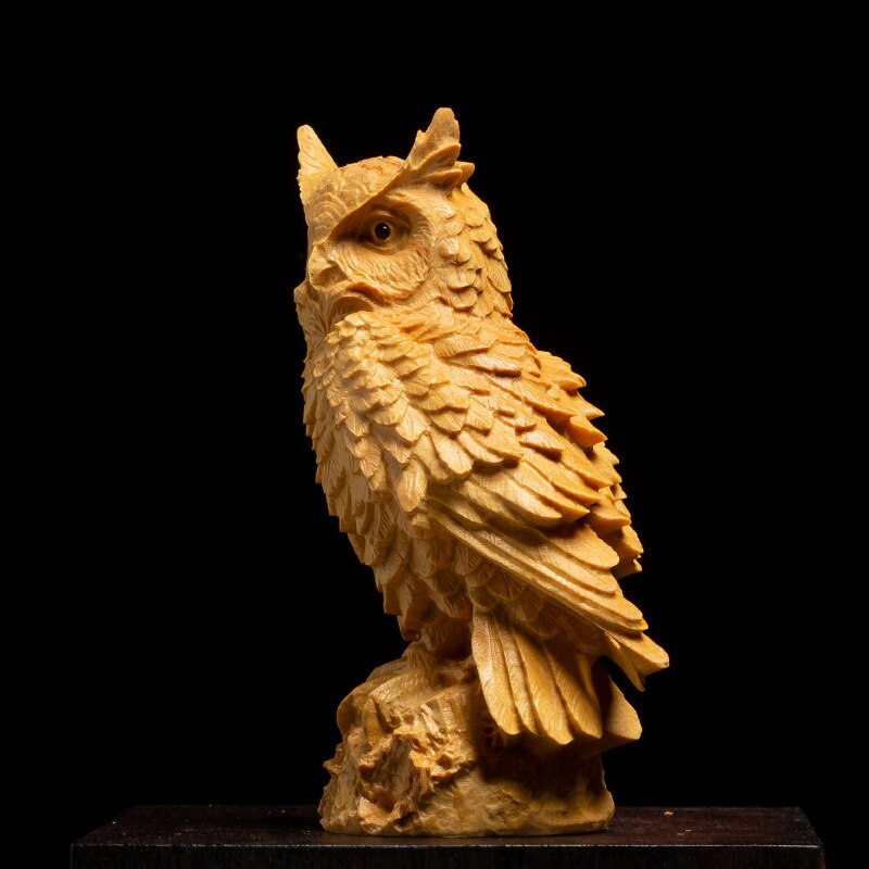 Buchsbaum 9cm 11cm 13cm Eule Skulptur Massivholz Tier Statue Wohnzimmer Dekoration Nighthawk Wohnkultur