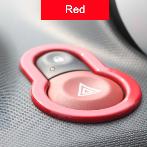 Car Interior Warning Light Lamp Switch Warning Button Trim Cover Sticker For Mercedes Smart Fortwo Forfour 453 Car Accessories: Red