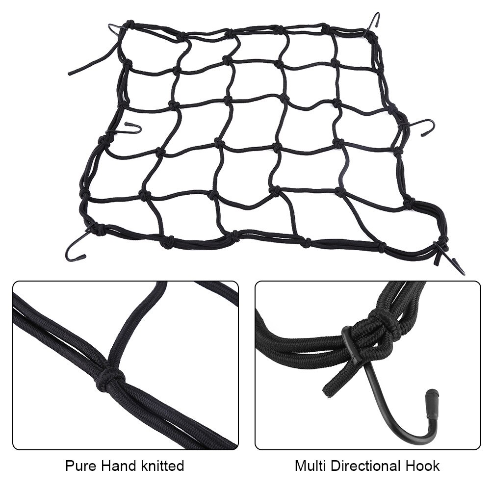 40 * 40cm 6 krok motorsykkel hjelm siste bagasje elastisk nett nett nett svart til enhver motorsykkel og firehjuling (atv)