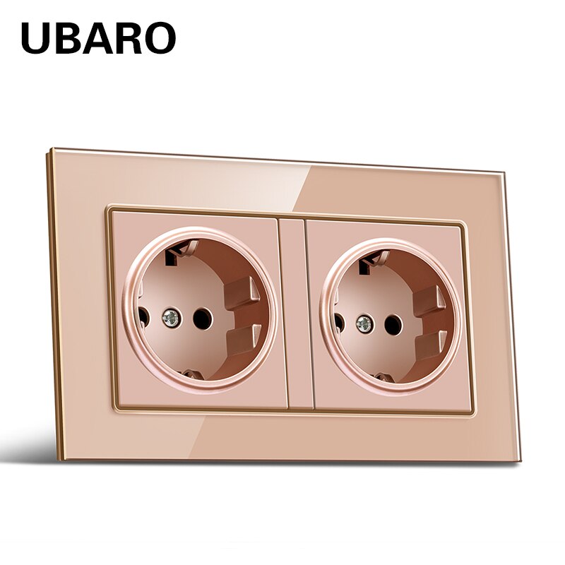 Ubaro 146*86 duitse standaard kristal gehard glas tomada priz stekkerdoos stopcontact stopcontact  ac100-250v
