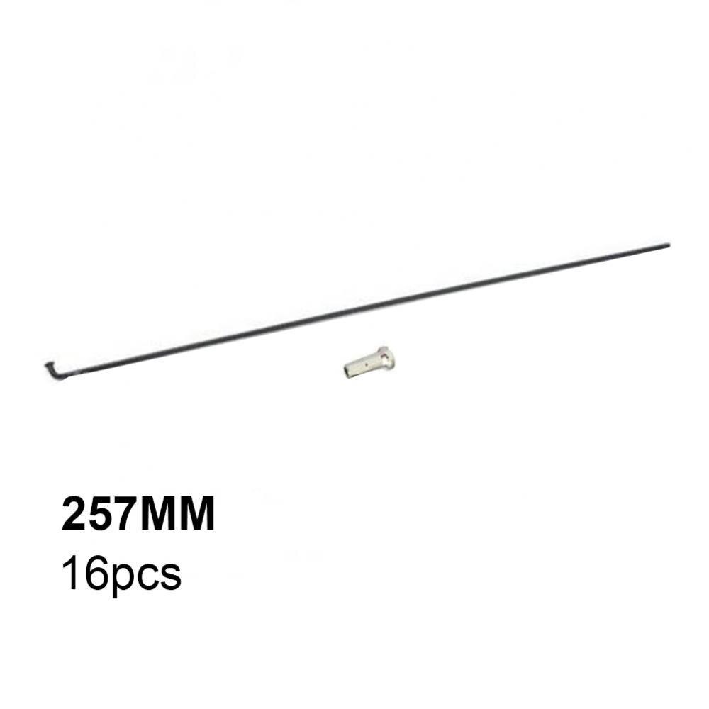 16Pcs bike bicycle high-carbon steel spokes and nipples/251/253/255/257/259/261/263/265/267/269 mm knitting needle: 257mm