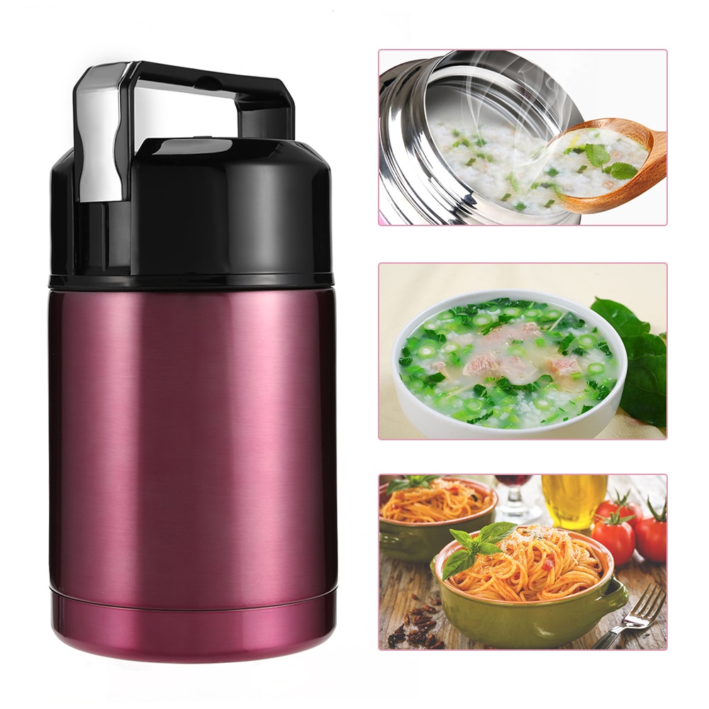 Original 1000ML Stainless Steel Braised Beaker Double Wall Smolder Food Porridge Insulated Thermos Vacuum Pot Soup Lunch Bucket