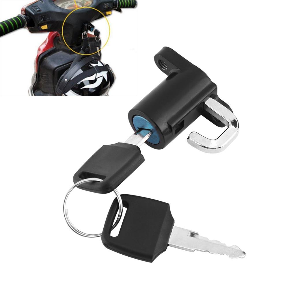 Universele Motorhelm Slot Met 2 sleutels Motor Fiets Helm Lock Opknoping Haak Set Kit Aluminium Zwart