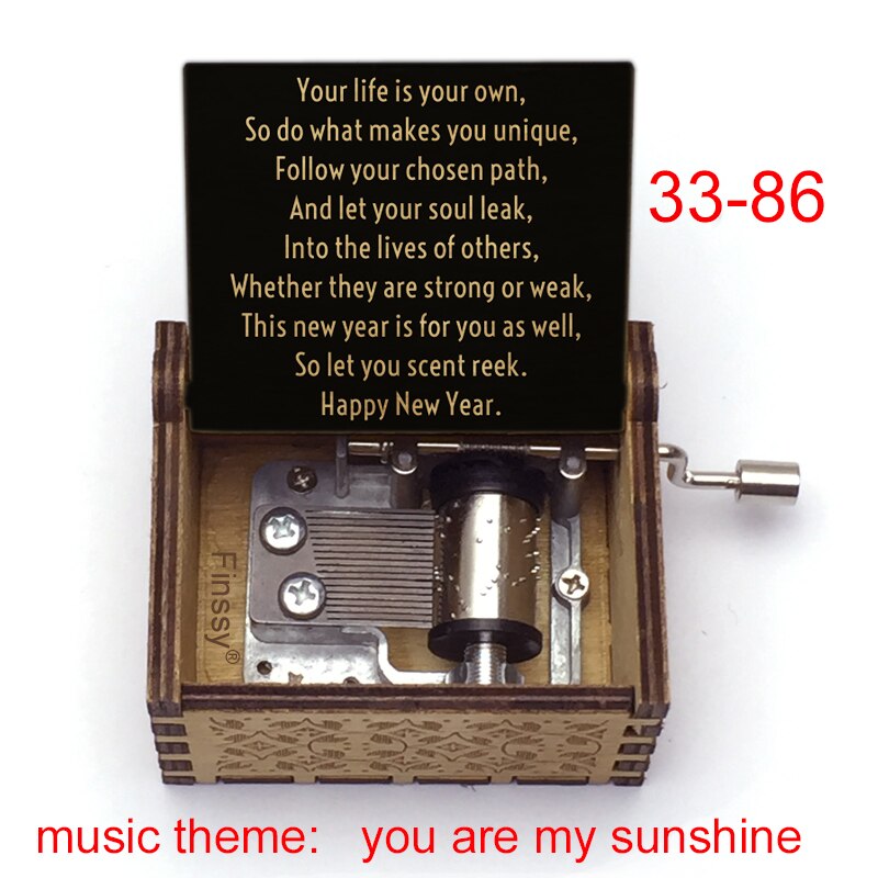 Wooden Music Box music theme You are My Sunshine Birthday Christmas year greeting inspiring: Pink