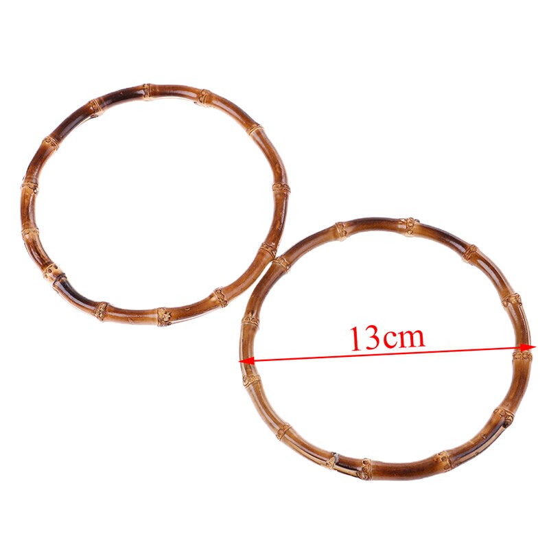 2 uds., producto en oferta, mango redondo de bolsa de bambú para bolso hecho a mano, accesorios de bolsas DIY, 2 tamaños,: Brown 13cm