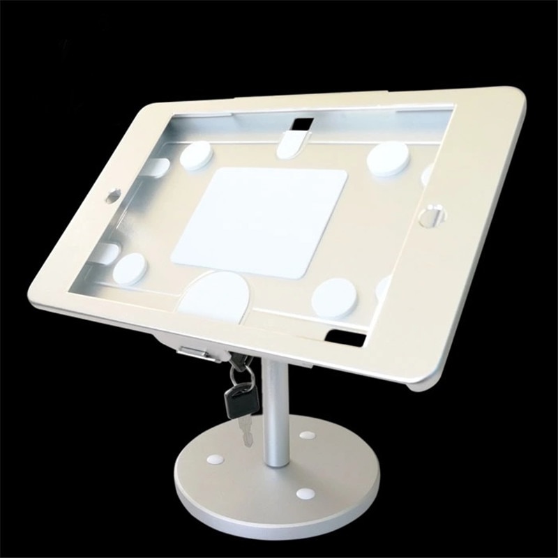 for ipad 10.2" 7th Gen desktop kiosk/ security display at hotel or bank / lock metal frame stand on table screw on countertop