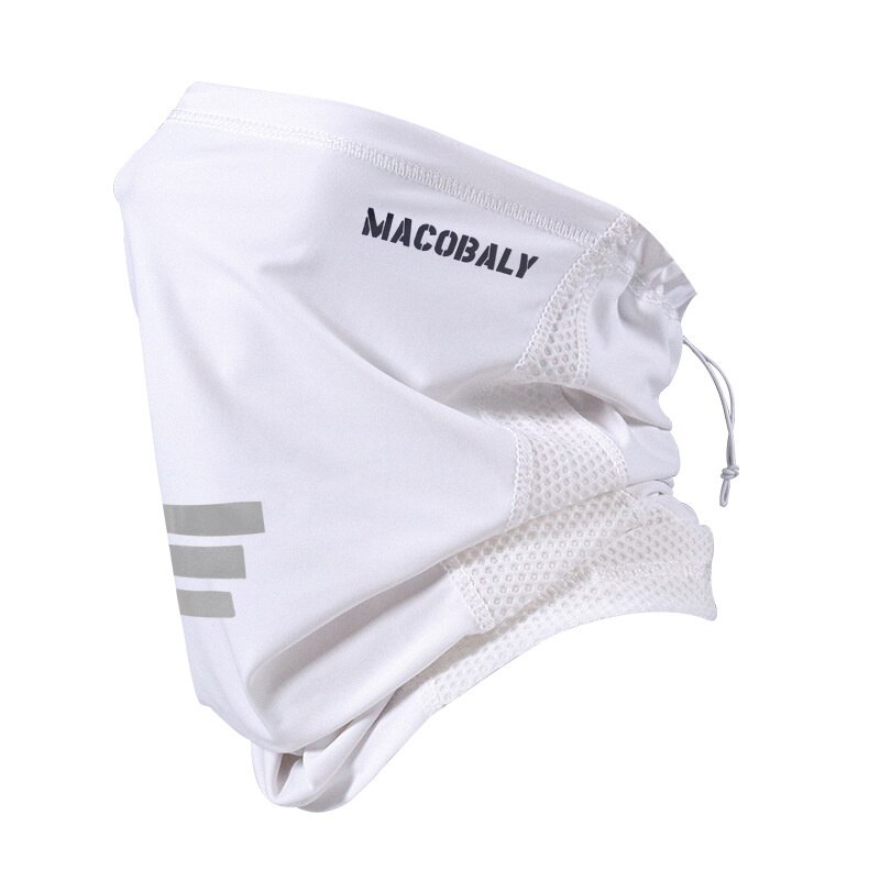 Masque cache-nez à cordon de serrage, cache-nez avec maille respirante pour Sports de plein air d&#39;été, Protection contre la poussière UV: White Logo