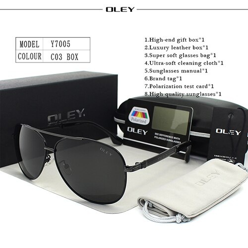 OLEY Luxus sonnenbrille männer polarisierte Klassische pilot sonnenbrille angeln Zubehör schutzbrillen gafas de sol zonnebril mannen: Y7005 C3 BOX