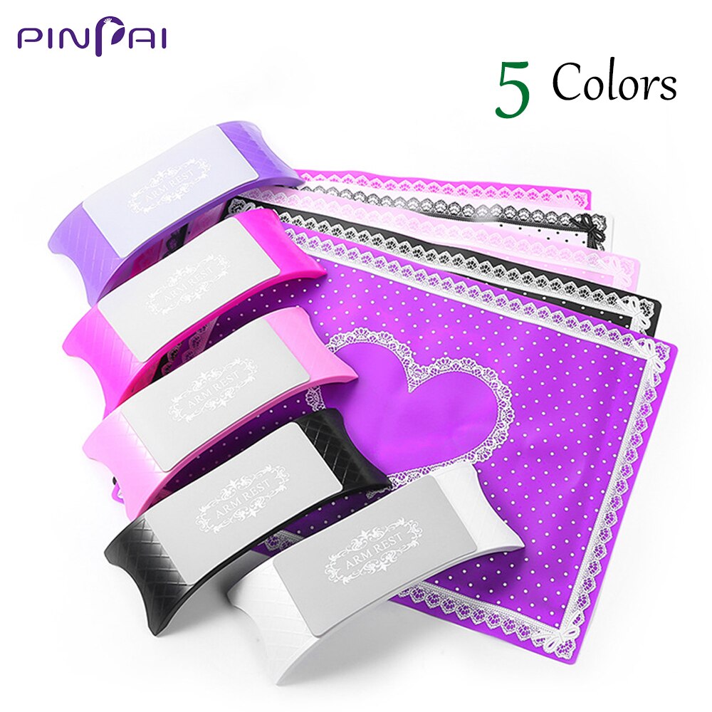 Pinpai 1 set silikon nail art handstöd manikyr bord armhållare kudde kudde matta pad hopfällbar tvättbar salong manikyr verktyg