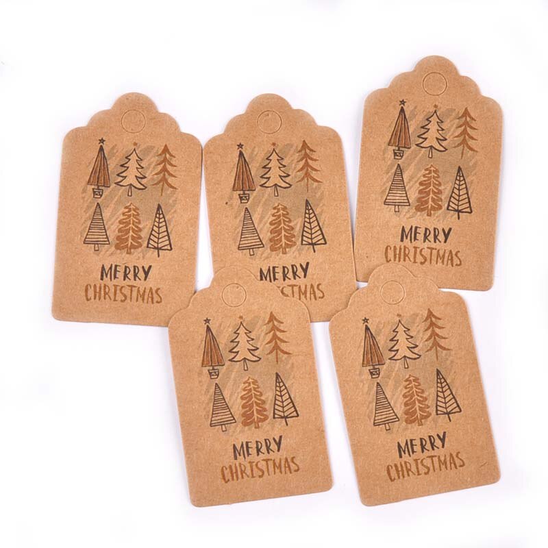 50 pièces papier Kraft mélangé carte père noël arbre papier étiquette HangTag bricolage fête boîte à bonbons étiquette de cuisson décor de noël C3010: 6