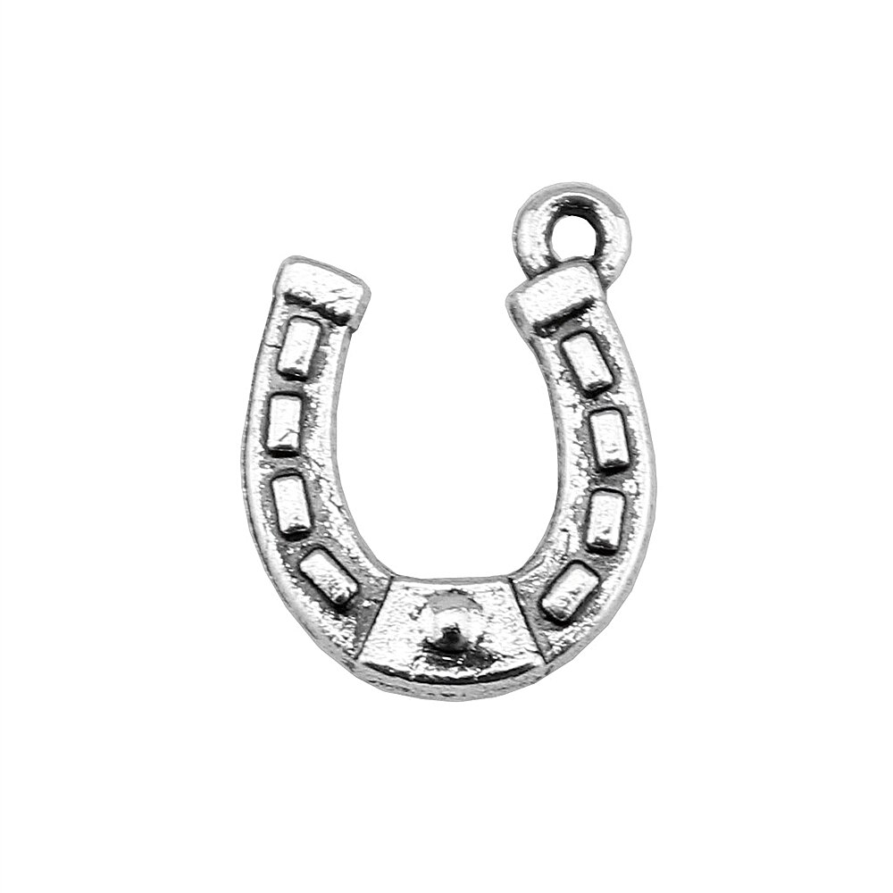 WYSIWYG 40pcs 15x12mm ferro di Cavallo Pendenti A Ferro di Cavallo Pendenti di Fascino Antico Colore Argento A Ferro di Cavallo Pendenti