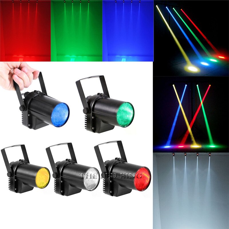 Pinspot Light Spotlight Super Bright Lamp Black body LED Spotlight 12W Red/Green/Blue/White/Ultraviolet Color Lighting for KTV