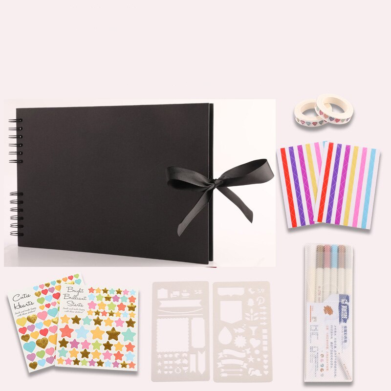 40 Sheets Photo Album Scrapbooking Memory Book Paper Wedding Blank Kraft Scrapbook Home Decor: Black 29x21.5cm