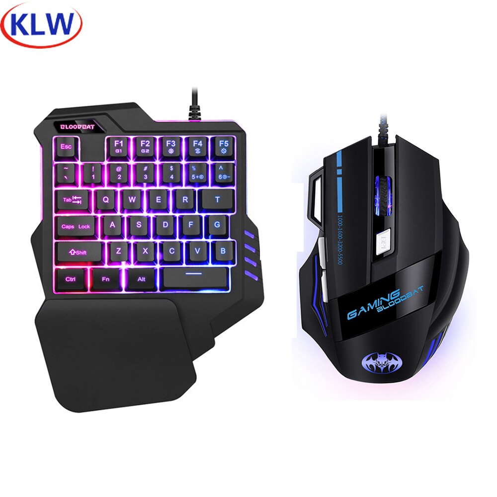 Combo clavier et souris de jeu rétro-éclairé rvb, 3200 DPI, une main, avec convertisseur pour PS4, Xbox, Nintendo Switch