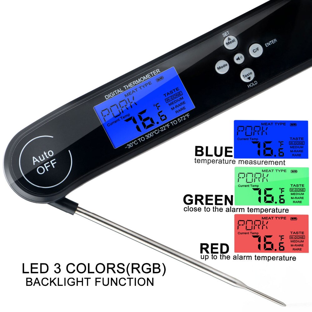 Digital Food Cooking Thermocouple BBQ Thermometer Ultra Fast Instant Read Meat Thermometer with Touchable Button Kitchen BBQ