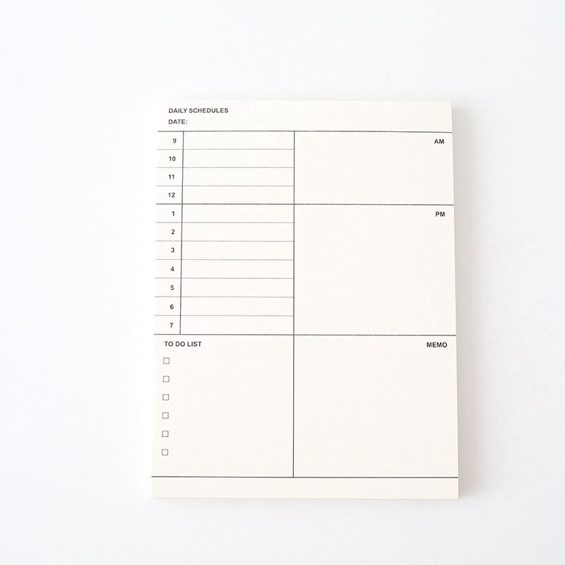 50 ark dagligt skema / ugentlig / månedlig planner notesblok teerbare noter dagsorden bog papir skole kontorartikler papirvarer