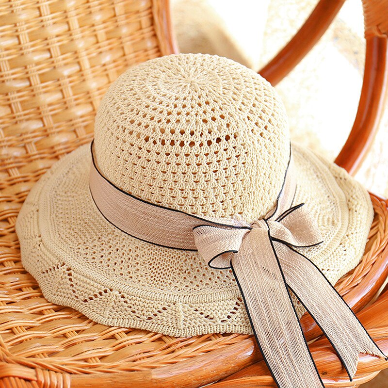 Sombrero plegable de ala ancha flexible para niña y mujer, gorro de punto de ganchillo, sombrero de playa para mujer, gorro de viaje con protección UV, sombrero de mujer