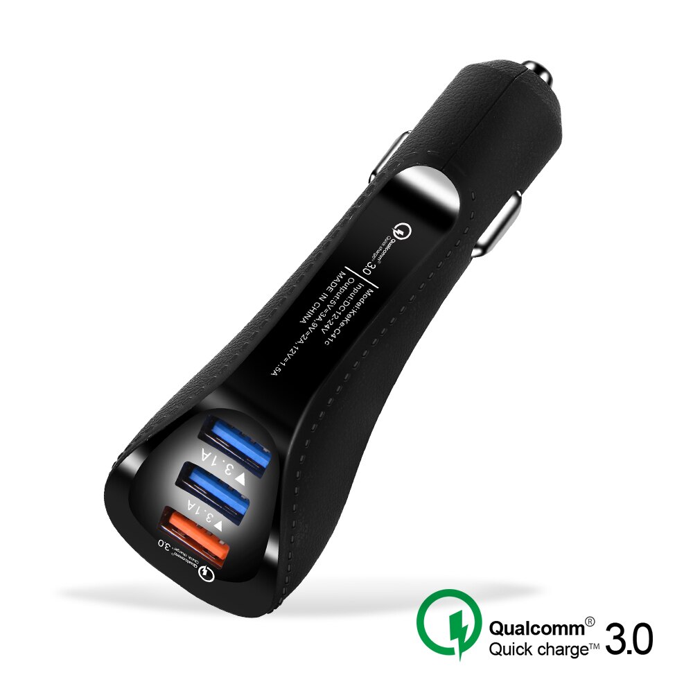 Triple Usb-poort Auto-oplader QC3.0 Fast Charger 3.1A Type C Android Smartphone Tablet Lader Veiligheid Adapter Opladen: 01