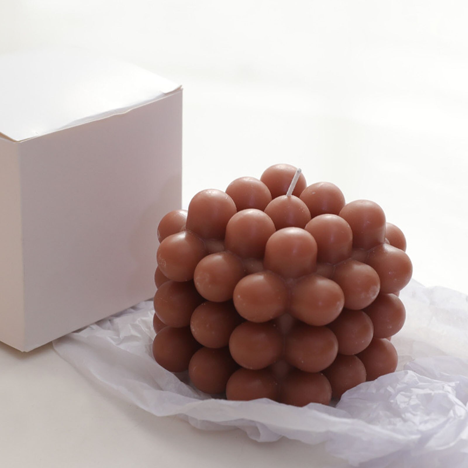 Cubo de burbujas para aromaterapia, vela de cera de soja sin humo, perfumada, redonda y , 250g