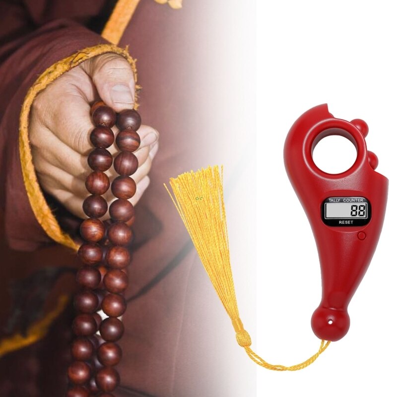 Portable Handheld Tassel Digital Beads Counter Finger Game Toy Manual Reset Decompression Relaxation Tool for Meditation