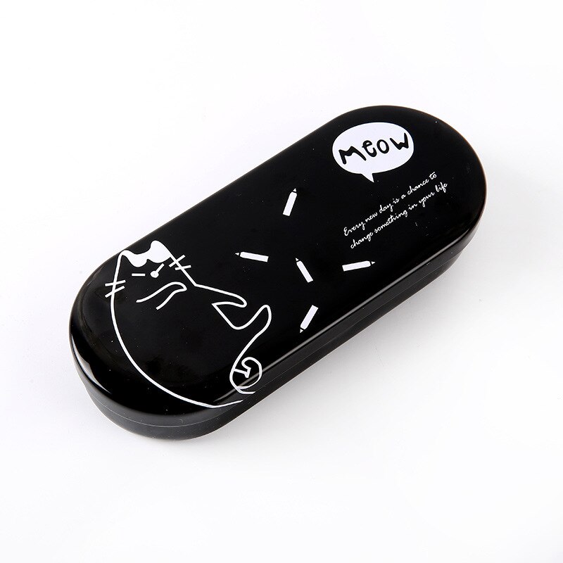 Étui lunettes chat de dessin animé | Étui de lunettes de rigide, mignon, protection des lunettes, boîte de protection pour les filles, modèle: black case black cat